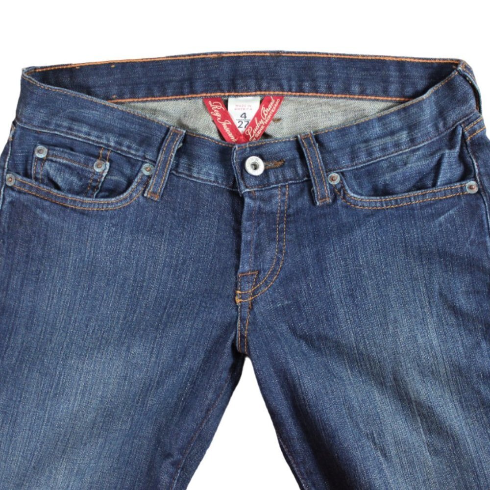Lucky Brand Medium Blue Wash Embroidered Pocket Boot-Jeans Size 4/27 - Picture 4 of 7
